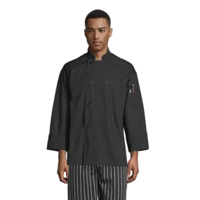 Uncommon Threads Poplin Chef Coat W/Mesh Back Medium Black Unisex 65/35 Poly/Cotton Poplin