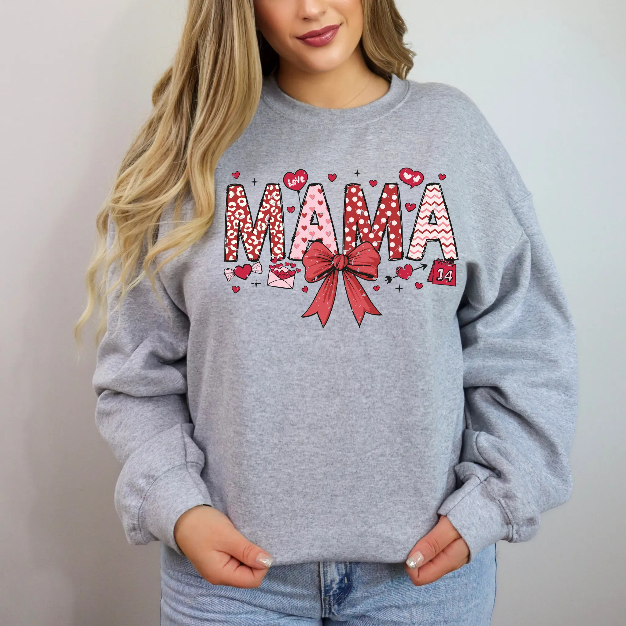 Valentine's Day Mama Crewneck Sweatshirt