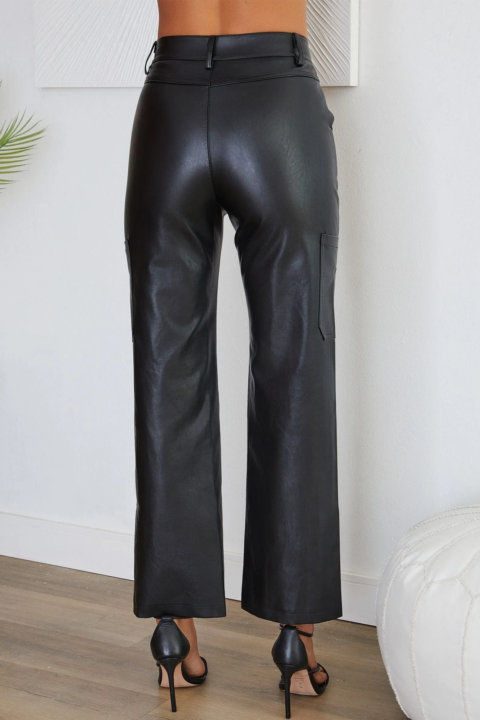 Vegan Leather Cargo Pants
