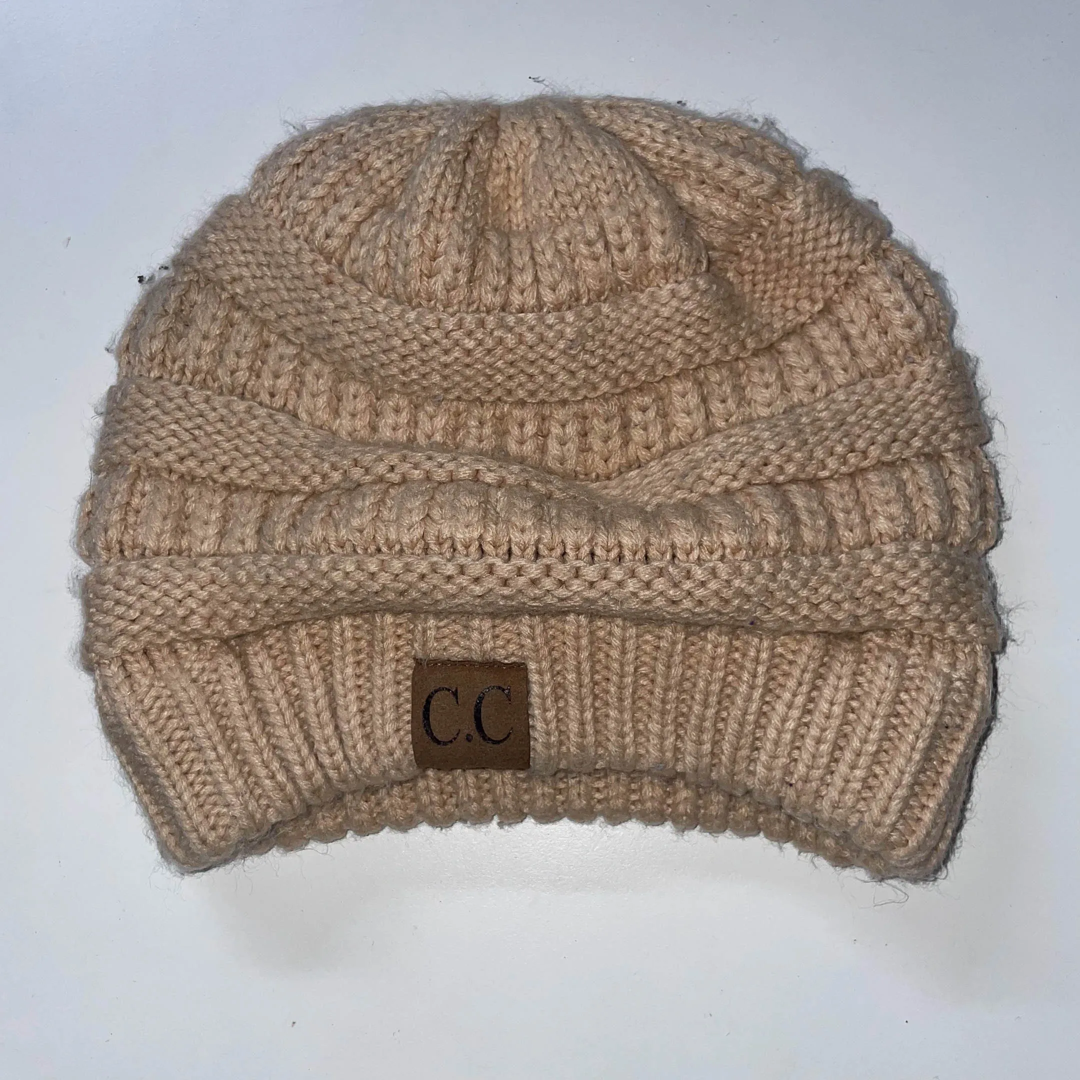 Vintage copycat CC cream knitted beanie hat