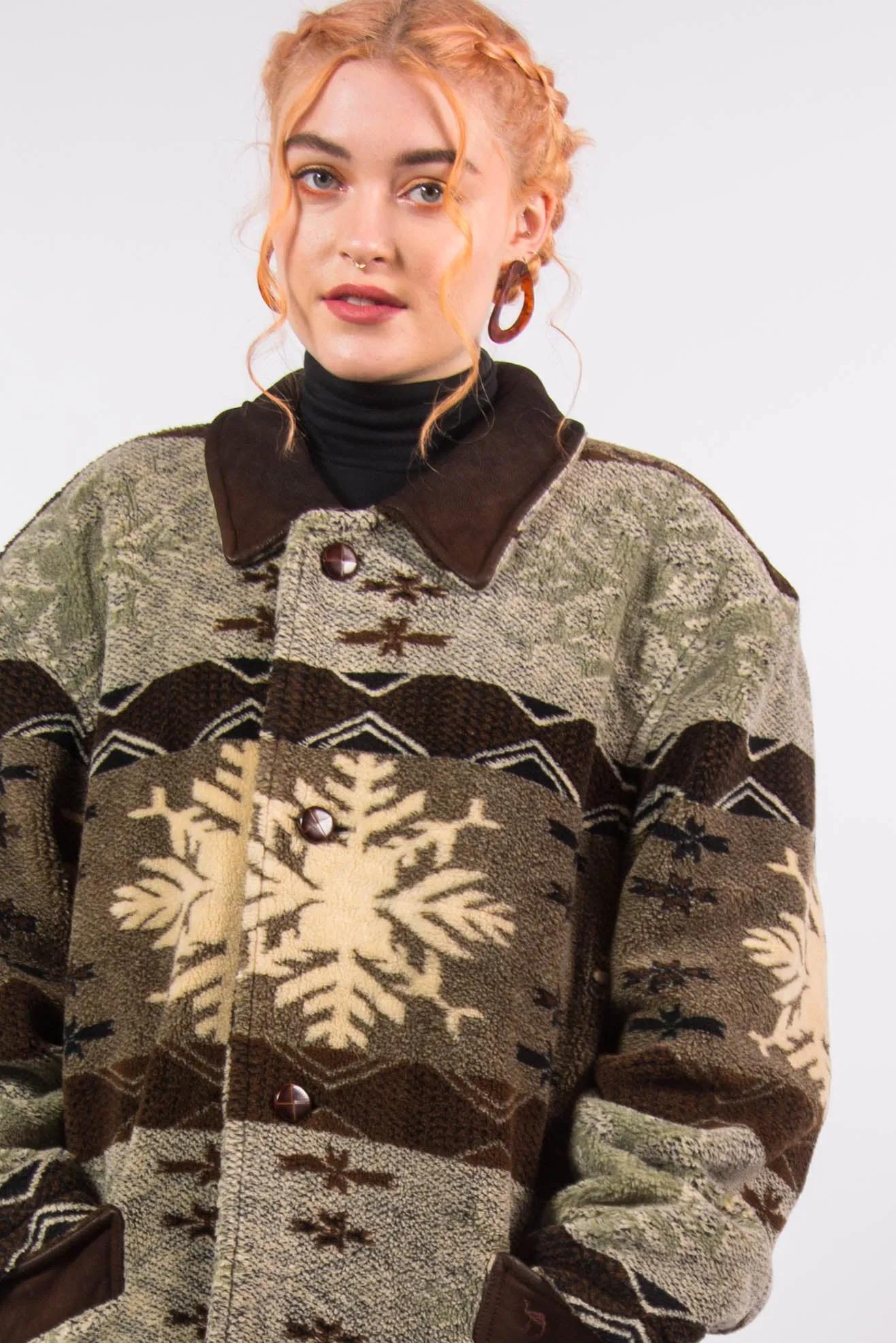 Vintage Thick Fleece Patterned Coat