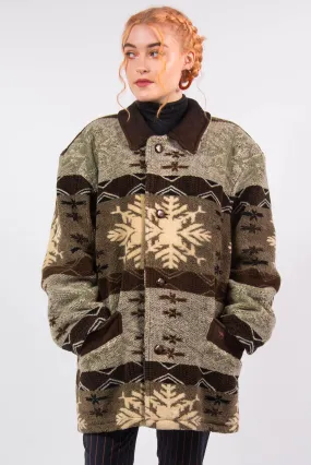 Vintage Thick Fleece Patterned Coat
