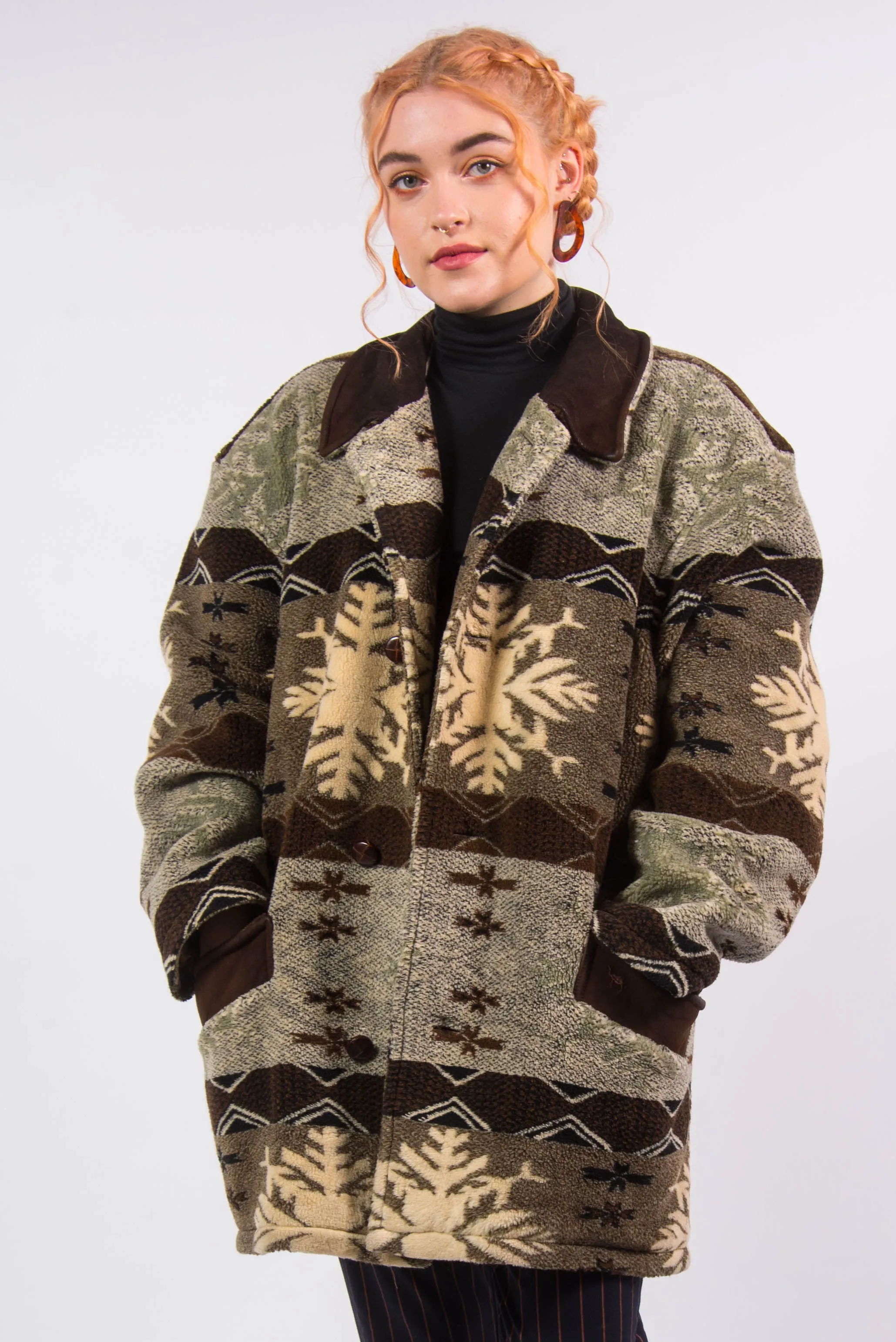 Vintage Thick Fleece Patterned Coat