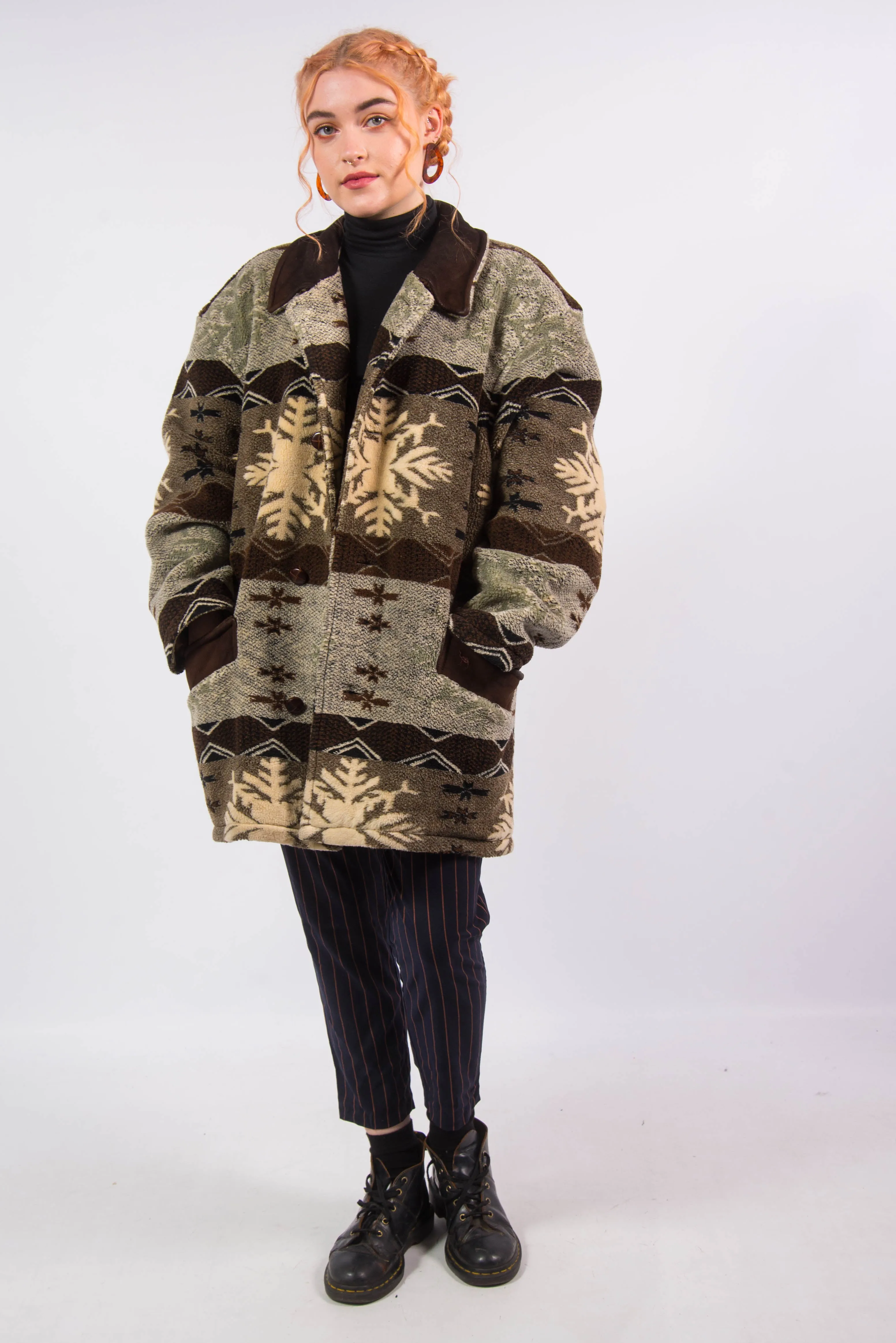 Vintage Thick Fleece Patterned Coat