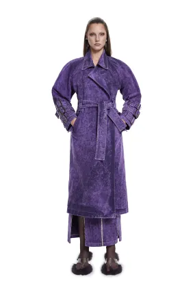 Voidwalker Trench Coat in Purple Acid Wash