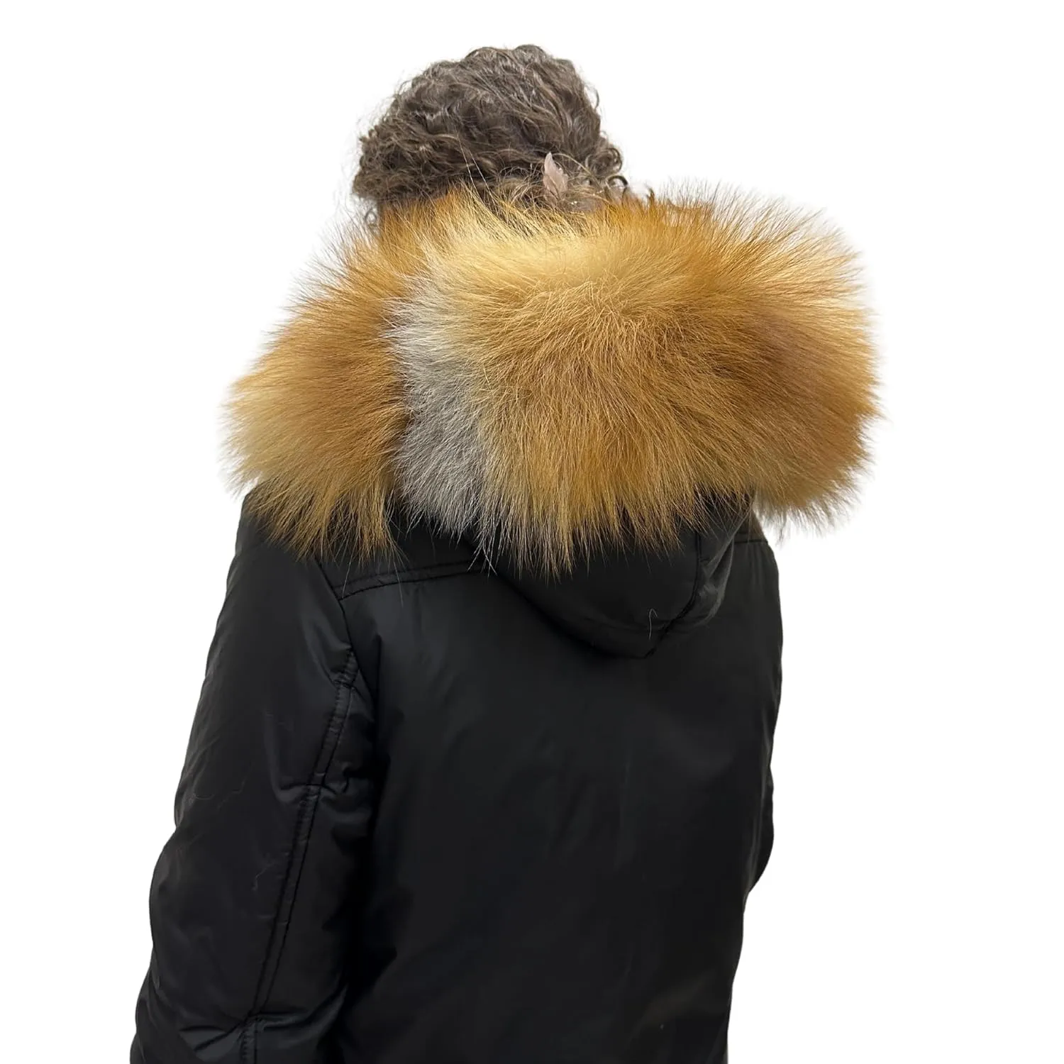Warm Women's Mid-Length Puffer Coat with Hood and Natural Fur – Elegant and Cozy (S)