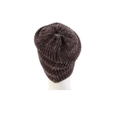 Women's Knit Chenille Ponytail Beanie | Allene