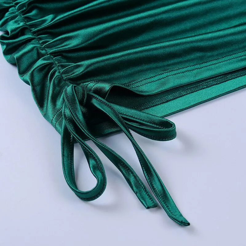 Women's Satin Sleeveless Ruched Mini Dress