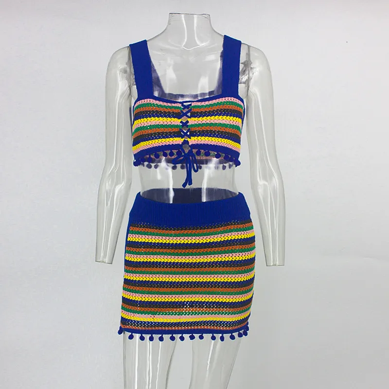 Women's Summer Casual Beach Two-Piece Dress With Tassels