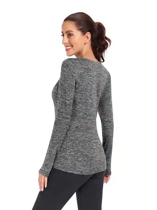 Women's Thermal Pullover Long-sleeve Top with Two Hidden Pockets