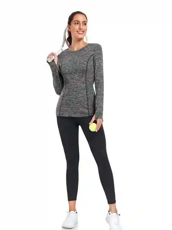 Women's Thermal Pullover Long-sleeve Top with Two Hidden Pockets