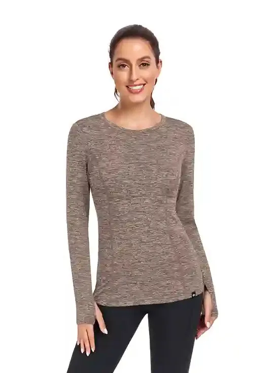 Women's Thermal Pullover Long-sleeve Top with Two Hidden Pockets