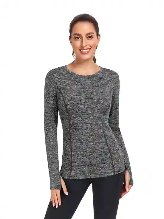 Women's Thermal Pullover Long-sleeve Top with Two Hidden Pockets