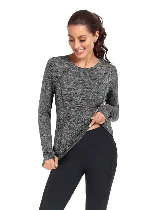 Women's Thermal Pullover Long-sleeve Top with Two Hidden Pockets