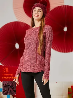 Women's Thermal Pullover Long-sleeve Top with Two Hidden Pockets