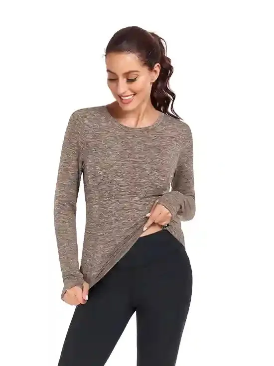 Women's Thermal Pullover Long-sleeve Top with Two Hidden Pockets