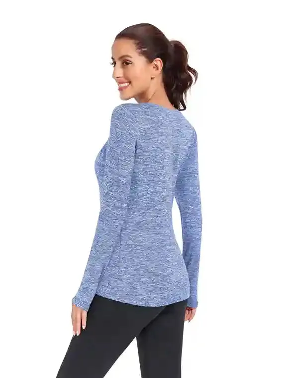 Women's Thermal Pullover Long-sleeve Top with Two Hidden Pockets