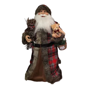 Woodland Cone Santa - Holding a Teddy Bear - 24 Inches Tall
