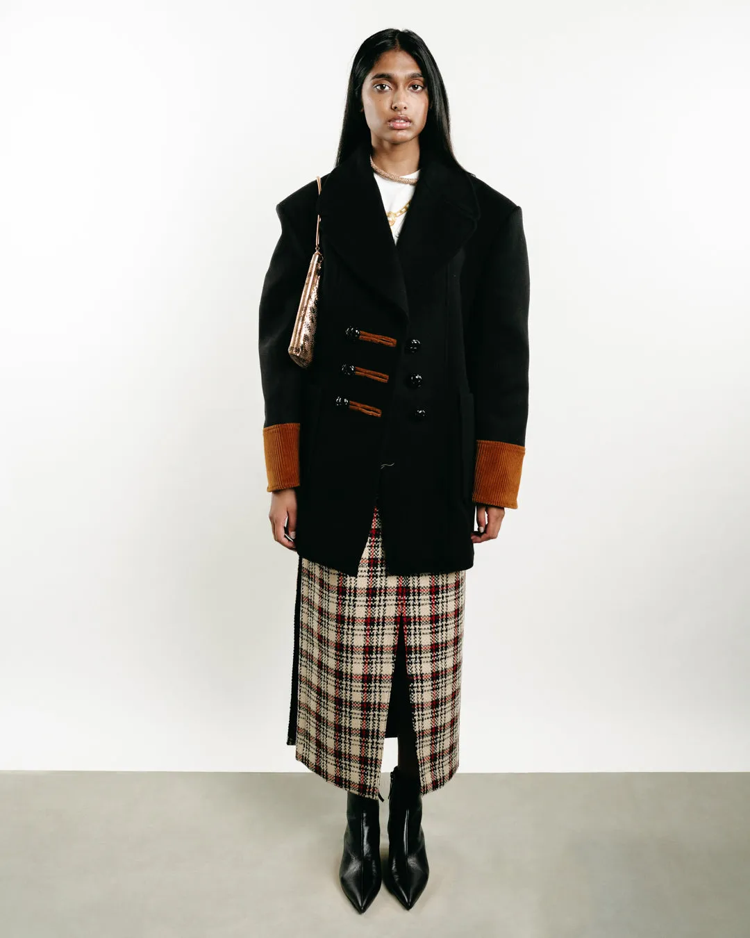 Wool Tartan Long Skirt
