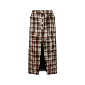 Wool Tartan Long Skirt