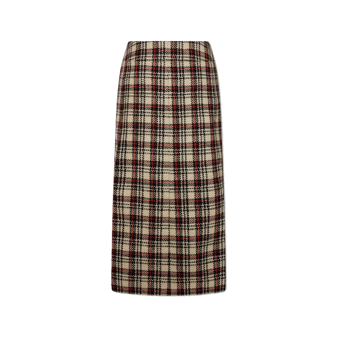 Wool Tartan Long Skirt