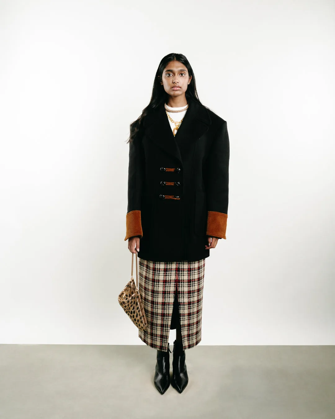 Wool Tartan Long Skirt