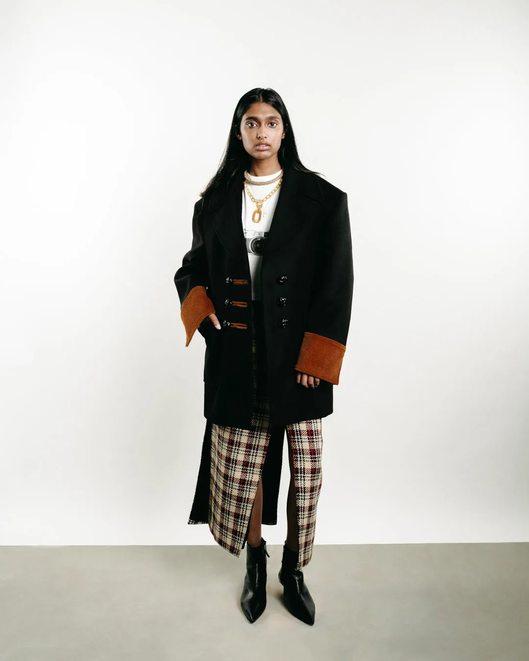 Wool Tartan Long Skirt
